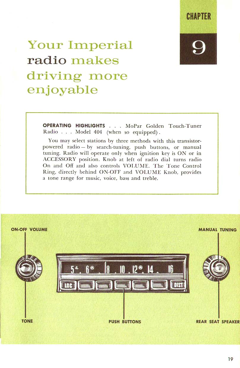 1961 Chrysler Imperial Owners Manual Page 24